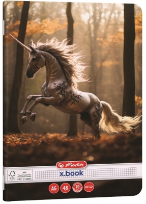 Caiet Herlitz A5, 48 file, patratele, colturi rotunjite, motiv Unicorn, diverse modele